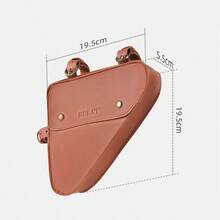 1pc Bicycle Handlebar Leather Bag, Waterproof Retro Cycling Storage Bag | Waterproof & Wear-Resistant Material, Quick-Release Buckle, Large Capacity 8.74 Inches, Fits Most Handlebars - Multicolor - View 4