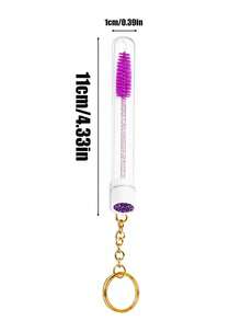 16pcs/6pcs/4pcs/2pcs Portable Tube Lash Brush With Keychain, Rhinestone Handle Spiral Brow Brush, Eyelash Extension Grooming Tool, Mascara Wand With Dust-Proof Protective Tube Design, Portable Makeup Tool Suitable For Eyelash Extension Maintenance, Mascara, Eyebrow Pencil, Hairline Gel, Beginner Practice, Makeup Artist Application Or Personal Daily Use - Multicolor - View 2