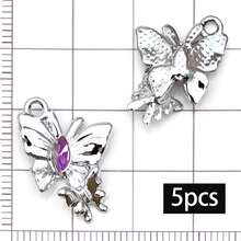 5/20pcs Purple Rhinestone Charms Bow Star Moon Heart Butterfly Bear Pendant For DIY Bracelet Necklace Earring Coquette Y2K Jewelry Making Findings - Purple - View 16