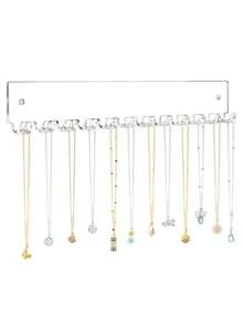 Wall-Mounted Acrylic Jewelry Organizer (1- Or 2 Pieces Set With 12 Hooks) - Suitable For Necklaces, Earrings, Rings, And Bracelets; Decorative And Space-Saving - View 9