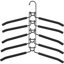 1pc Heavy Duty Space-Saving Multi-Function Hanger 5-In-1 Multi-Layer Metal Design With Anti-Slip Foam Pads, Perfect For Coats, Sweaters, T-Shirts, Jackets And Organizer Closet Storage Solution - View 13