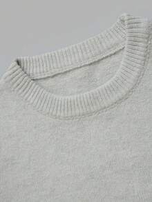 Nicenter Sweater Rajut Lengan Panjang Raglan Leher Bulat Wanita, Atasan Rajut Campuran Wol, Pakaian Musim Gugur Kasual Elegan Warna Mint, Pakaian Musim Dingin untuk Perjalanan Sehari-hari dan Pesta. - Baby Blue - View 5
