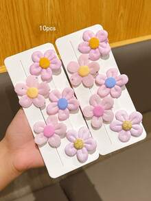 10pcs Pink Floral Hair Clips For Daily Decoration - Multicolor - View 7