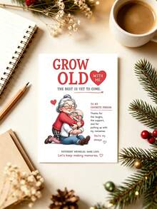1pc Sweet Romantic Anniversary Card With Envelope, "Grow Old With Me The Best Is Yet To Come", Heartfelt Greeting Card For Husband Wife Spouse, Couple Wedding Valentine Gift, Blank Inside - A - View 7