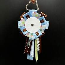 1pc Badge Decorated Flower Brooch Pin Keychain, Bag Charm Pendant, Ita Bag Decoration Accessory, Ribbon Lace Badge Display Accessory, Idol Decoration, Gift Accessory, Handmade Bow, Collectible Ribbon Fabric, Support Memorial Theme Festival Decoration Pendant - A - View 2