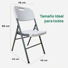 Silla Plegable Plástico Blanca Reforzada Pack 4 piezas - Blanco - Ver 2