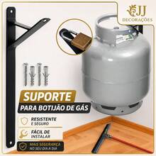SUPORTE BOTIJÃO DE GÁS PAREDE C/ 2 PARAFUSOS E BUCHAS REFORÇADO KIT - Preto - Visão 1