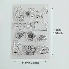 Thanksgiving Fall Autumn Themed Clear Silicone Stamps, Pumpkin Mushroom Wreath Text Pattern Transparent Rubber Seal For Journaling Scrapbooking Card Making DIY Craft Decoration - Gratitude - View 10