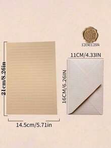 16pcs/Set Vintage Stationery Set, Linen Pattern Envelopes, Letter Paper Set, FORYOU Pattern Wax Seal, 250g High Quality Envelopes, Vintage Love Letters, Chinese Style Kraft Paper Special Invitation Cards, Postcards, Suitable For Making Invitations, Thank You Cards, Love Letters, Mother's Day Gifts And Letters - Apricot - View 8