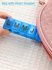 2/1pc Portable Mini Pill Box, Letter Pill Case, Cute Pink 7-Day Travel Medication Storage Container, Compartment Organizer, Portable Morning & Night Pill Holder - one-size - View 6
