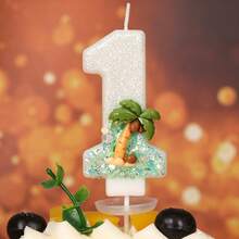 1 buah Lilin Angka Ulang Tahun Pohon Kelapa Pantai Dekorasi Kue Ulang Tahun dengan Glitter, Cocok untuk Perayaan Ulang Tahun - MultiWarna - View 7