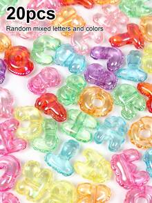 20/50/100pcs Random Large Transparent Letter Bead For Jewelry Making Supplies, Loose Acrylic Bead For DIY Phone Chain, Bracelet, DIY Jewelry Accessory - Clear Lace Letter Beads - View 10