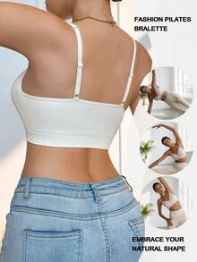 Women's Ivory Wire-Free Push-Up Bra, Ribbed Fixed Cups, Comfortable Anti-Slip Anti-Sag, Adjustable Straps, Soft Fashionable Everyday Lingerie - Beige - View 2