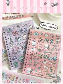 Este es un lindo libro de pegatinas DIY, que contiene talla grande de 1000 materiales de pegatinas lindas sin cortar, incluido un pequeño libro de pegatinas de nariz. Su característica es que tiene varios patrones lindos, adecuados para planificadores creativos lindos para collage de etiquetas, diarios de basura y accesorios decorativos de planificación creativa de múltiples escenarios. - Unitalla - Ver 20