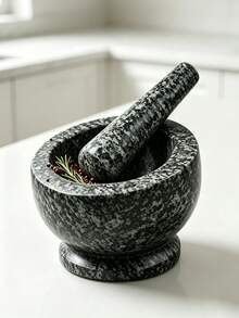 Mortar And Pestle Set, Stone & Wooden Garlic Grinder, Multi‑Purpose Spice Herb Grinder Bowl For Kitchen, Garlic Ginger Pepper Grinding Tool,Manual Grinder Bowl,Easy To Clean,Kitchen Essential,Solid & Stable - Multicolor - View 2