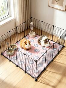 1/3pcs Guinea Pig Cage Mat, Cute Guinea Pig Print Reusable Washable Pet Pee Pad, Super Absorbent Waterproof Non-Slip Small Animal Cage Liner, Suitable For Guinea Pigs, Hamsters, Rabbits, Rabbit Cage Accessories - Pink - View 2