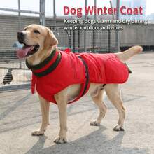 Dog Winter Coat, High Visibility Adjustable Dog Jacket, Thick Fleece Lining, Suitable For Cold Weather Dog Clothing, Suitable For Medium And Large Dogs - Red - View 3
