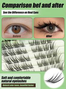 112 Row Fox Cat Eye Cluster False Eyelashes Create Cartoon Style, Left And Right Single False Eyelashes, Thin And Lightweight, Can DIY Eyelash Extensions, Suitable For Home Parties, Valentine's Day, Travel, Photography, Holiday Makeup - View 7