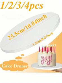 1/2/3/4 Pcs White/Gold 8/10/12 Inch Round Cake Boards, Cake Base, Base, Perfect For Baking DIY Cakes And Pastries, Home Kitchen Baking Accessories - Multicolor - View 6