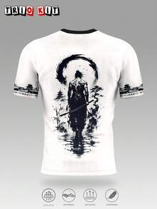Japanese Men's Football Jersey & Samurai Sword Pattern Lightweight Soft & Match, Training, Casual Wear & Gift - White - View 5