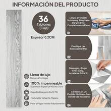 Losas de PVC autoadhesivas con imitación de madera, de aspecto similar al de las baldosas cerámicas, aptas para suelos, cocinas, suelos de PVC, baldosas y cuartos de baño; impermeables; 5 metros cuadrados (36 piezas) - 1 - Ver 4