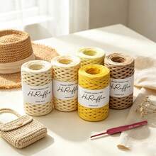 Lawkeman 5pcs Multicolor Raffia Straw Rope, 70g±5g/Pcs Colored Raffia Paper Rope Raffia Straw Yarn Weaving Line Raffia Paper Rope DIY Straw Hat Weaving Line Crochet Hat Bag Material - Multiple Styles - View 10