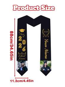 Custom Text And Photo Graduation Sash,Custom Stoles For Graduation 2026,Custom Picture Class Of 2026 Sash,Customizable Graduation Sash,Birthday Gifts. - Style a - View 9