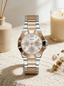 GUESS Eclipse 系列 全玫瑰金 PVD 不鏽鋼女款計時碼錶，拋光金屬錶帶 GW0258L1 - 均碼 - 查看 7