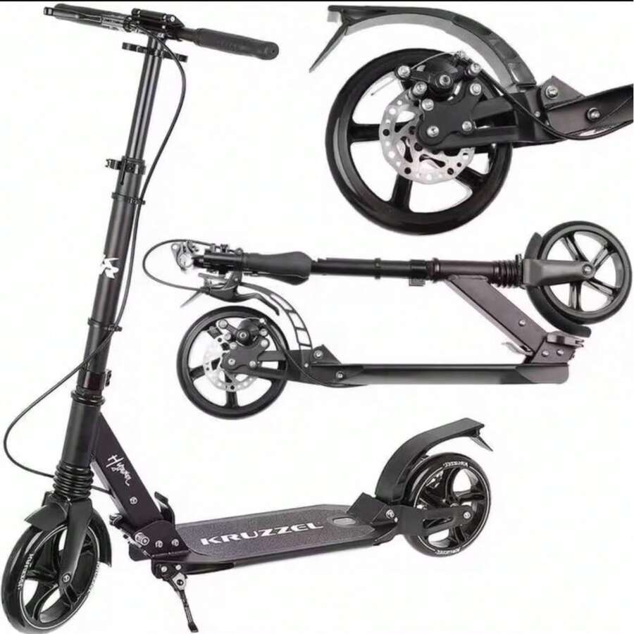 1 st scooter för vuxna med stora hjul, hopfällbar, lämplig för tonåringar och unga vuxna; Obs: färgerna skickas slumpmässigt. - Multifärgad - Visa 1