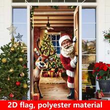 1pc Santa Claus Elk Wooden Door Vertical Panel Banner, Made Of Polyester Material, Suitable For Christmas Parties, Holiday Gatherings, Door/Porch, Birthday, Winter Activities, Outdoor/Indoor Outdoor, Garden Decoration, Universal Theme. - A - View 6