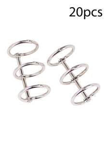 20pcs Silver Metal 3-Ring Binder Clips, 0.8 Inch Inner Diameter - Perfect For Notebooks, Photo Albums And DIY Travel Journals, Back To School Essential - Silver - View 6
