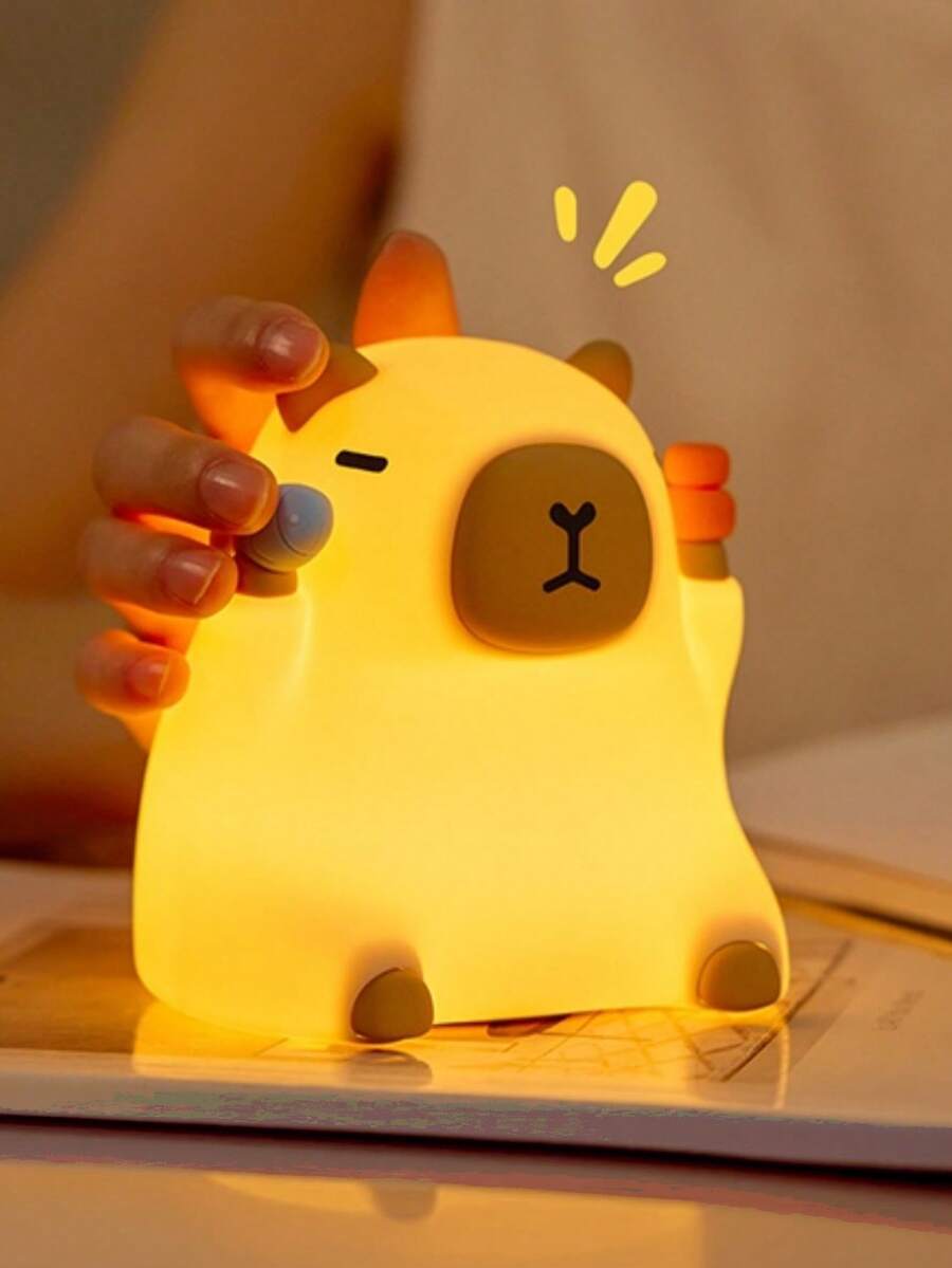 GLOOPRO Capybara Night Light, Soft Silicone, 3-Level Dimmable, Perfect Sleep Companion, Bedroom Bedside Lamp, Touch Control, USB Rechargeable, Auto-Off After 30 Minutes, Children's Holiday Gift