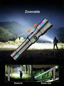 1 buah Senter LED Super Terang dengan Zoom dan Magnet Ekor; Bahan Paduan Aluminium, Fungsi Zoom Teleskopik, 800 Lumens, Isi Ulang USB-C. Cocok untuk Penggunaan Luar Ruangan dan Rumah Tangga - Penting untuk Berkemah dan Perjalanan. - Bintang - View 3