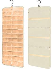 Large Capacity Jewelry Storage Hanging Bag, Double-Sided Wall-Mounted Closet Organizer, Suitable For Earrings/Necklaces/Rings, 360° Rotating Hooks, Dust-Proof Door-Back Storage, Women's Organization, Room Decor, Wedding Bathroom Decor, Back To School - Multicolor - View 12