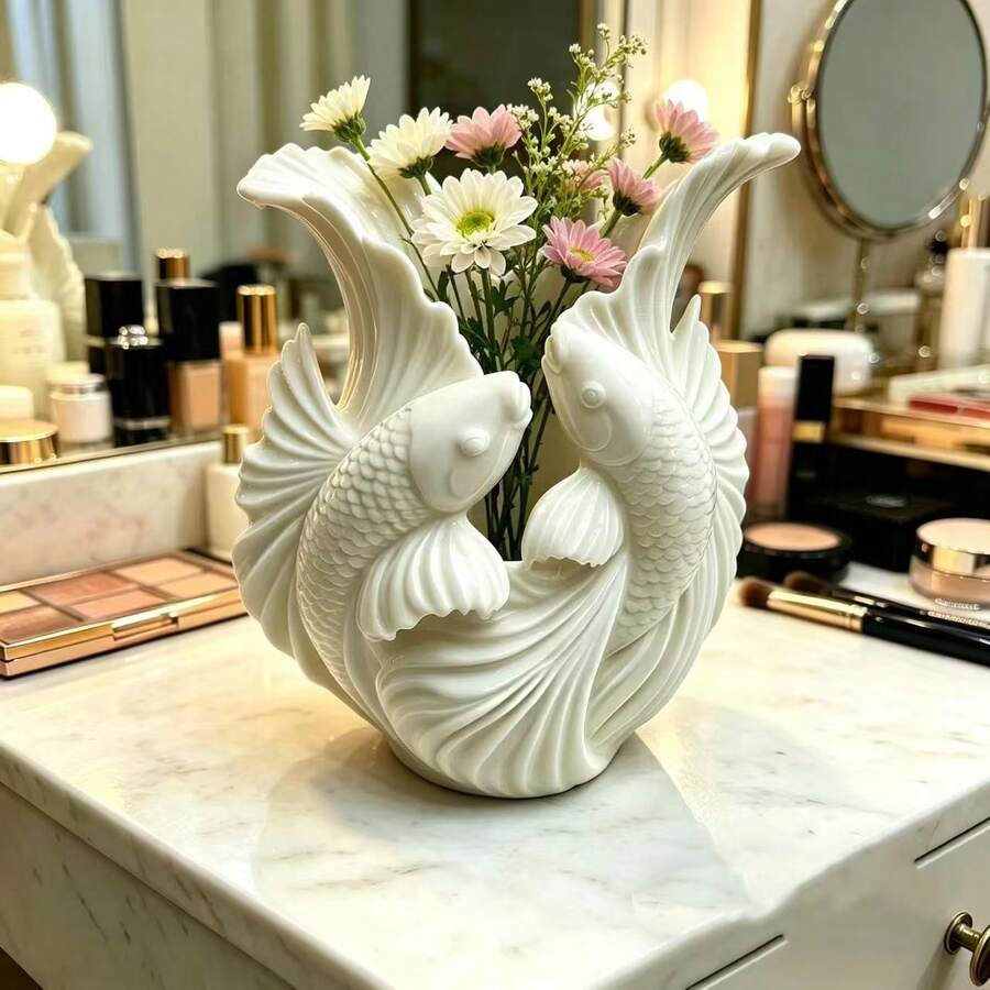 1pc Pisces Vase Living Room Liquor Cabinet Decor Light Luxury Creative Flower Vase Pen Holder Desktop Storage Box - 1PC - View 1