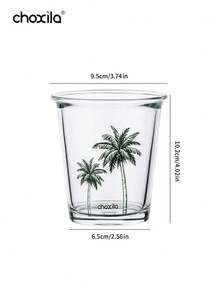 choxila 1 Peça Copo de Vidro Transparente com Estampa de Palmeira, Caneca de Água, Café e Suco para o Verão - Transparente - Visão 6