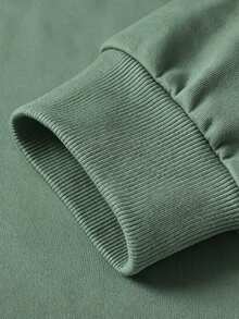 Minimalist Solid Color Sweatshirt For Men, 240g Pure Cotton Round Neck, Soft Long Sleeve Casual Daily Pullover - 綠色3 - 查看 5