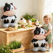 2pcs Small 3D Standing Black & White Cow Aluminum Foil Balloons, Suitable For Birthday Party Decoration Balloons, Theme Party Decoration Balloons - View 2
