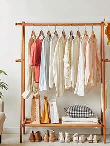 10pcs Wooden Hangers With Anti-Slip Bar, Suitable For Clothing Stores, Hotels, Home, Home Decor, Travel Essentials, Room Decoration, Storage, Clothing Organizer, Storage Rack - View 5