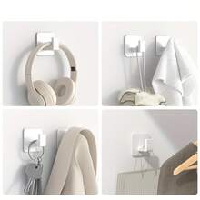 Square Self-Adhesive Towel Hook - 1 Pack Matte White Metal Hook, Right Angle Design, Suitable For Towels, Bathrobes And Hats, Can Organize Bathroom, Kitchen, Entryway, Doors And Cabinets On Smooth Surfaces - View 4