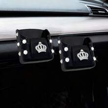 2pcs Women Car Accessories Shiny Crown Pattern - Car Key Storage Box, Car Card Holder, Car Dashboard Center Console Organizer, Car Interior Decoration - Shiny Pattern - View 9