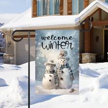 Winter Snowman Garden Flag: Single-Sided Seasonal Decor (12x18 Inches), Rustic Style, Christmas, Thanksgiving, Halloween, Single-Sided Print, Flag Pole Not Included (Flag Only) - A - View 4