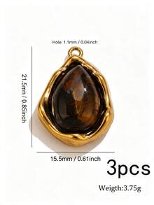 1/3Pcs 304 Stainless Steel Tiger Eye Connector Charms, Charms For Jewelry Making, Mehndi Style Stone Links, Waterproof Non‑Tarnish Necklace Bracelet - Tiger's Eye Connection - View 12