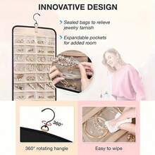 Large Capacity Jewelry Storage Hanging Bag, Double-Sided Wall-Mounted Closet Organizer, Suitable For Earrings/Necklaces/Rings, 360° Rotating Hooks, Dust-Proof Door-Back Storage, Women's Organization, Room Decor, Wedding Bathroom Decor, Back To School - Multicolor - View 6