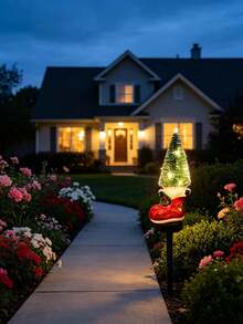 1pc Solar Powered Christmas Boot Stump Light, Outdoor Waterproof LED Pathway Light, Christmas Decorative Ground Light, Suitable For Yard Garden Lawn Holiday Decoration - Multicolor - View 8