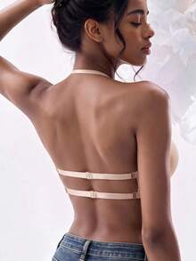 Women's Black Casual Bandeau Push-Up Bra, Medium Elastic Fabric, Seamless Support - Beige - View 11