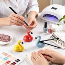 1pc Colorful Flamingo Nail Art Pen Holder, Desktop Crystal Pen And Painting Brush Support Stand, Mini Nail Brush Storage Rack, Salon Nail Art Storage Tool - Multicolor - View 4