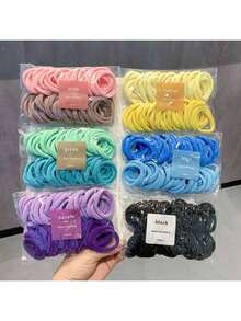 50pcs/Set Bagged Six-Color Hair Ties - Pink - View 6