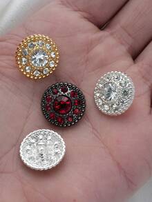 8pcs Round Fully Beaded Gold Small Buttons, Suitable For Shirts, Cardigans, Dresses, Coats, Sweaters, Jackets Decoration, Hand-Sewn Buttons, Suitable For Handheld Flower Gift Boxes, Shoes, Hats, Luggage DIY Accessories - Multicolor - View 12