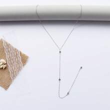 Cadena de espalda minimalista para mujer para fiesta en la playa, accesorio versátil para combinar con vestidos de verano - Plateado - Ver 5